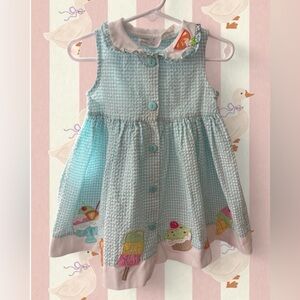 Blue Gingham Sophia Rose Dessert Applique Dress Sundress Size 2T